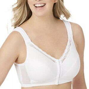 Comfort Choice Women's Front-Close Cotton Wireless Posture Bra White 52B NWT